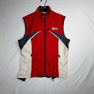 Sugoi Cycling Vest Large Red Reflective 3M Scotchlite Mesh Back Full Zip